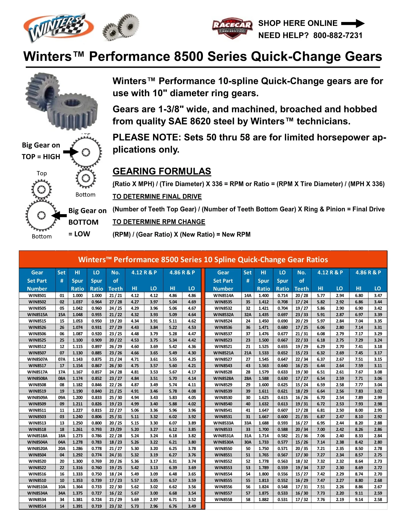 Gear Sets For Winters QRC (Quick Rear Change) Differential - Image 2